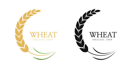 Wheat ears or rice icon. paddy wheat. laurel wreath icon. Vector illustration