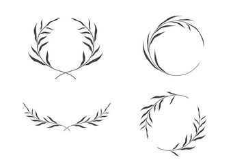 Laurel wreath icon set. Wheat ears frame. depicting an award, winner, achievement, emblem. Vector illustration