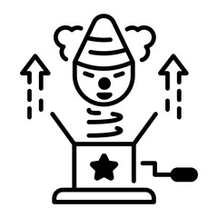 A linear style icon of prank box 