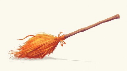 Detailed of a floating witch s broom with magical elements such as a bubbling cauldron mystical symbols and a swirling vortex of energy creating an ominous and enchanting atmosphere