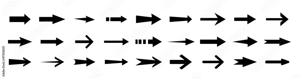 Wall mural arrow icon. modern simple arrows. collection different arrows on flat style for web design or interf