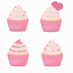cupcakes set vector illustration