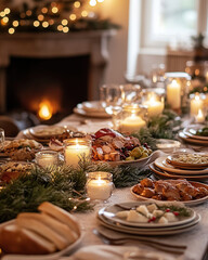 Naklejka premium Cozy Christmas Dinner with Family (christmas-tree)