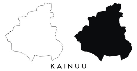 Fototapeta premium Kainuu map outline and black silhouette vector