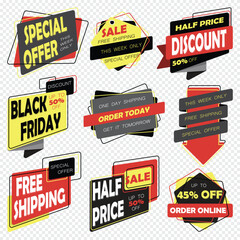 Fototapeta premium Black Friday sale discount and free shipping vector banners