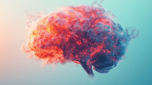 A stylized brain with vibrant dopamine pathways glowing and branching out like a tree,