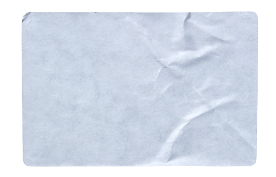 White adhesive glued paper sticker label with transparent background cut out design element