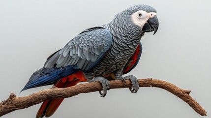 Obraz premium A parrot perched on a branch, showcasing vibrant feathers.