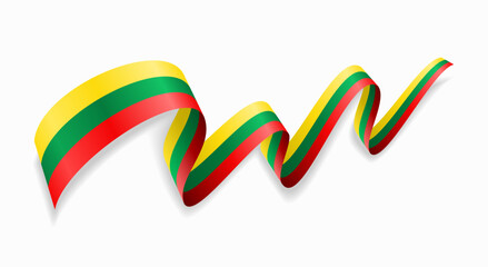 Naklejka premium Lithuanian flag wavy abstract background. Vector illustration.