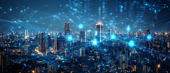 Naklejka premium Evolving Digital Networks, Digital Transformation