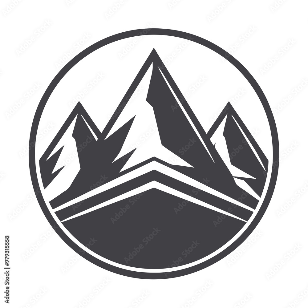 Poster mountain vector icon illustration