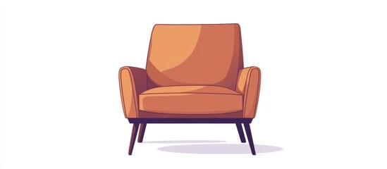 Fototapeta premium Brown armchair with arms a cozy seating option ideal for home decor featuring a minimalistic wooden design in a flat style illustration
