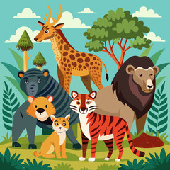 World Animal Day flat illustration 