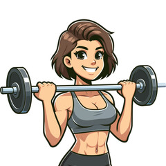 Obraz premium Vector illustration of a fit woman lifting a barbell, showcasing strength, fitness, and a healthy lifestyle.