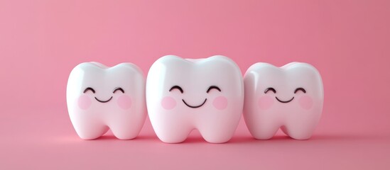 Tooth whitening with veneers 3D cartoon render of a cute character in a flat style for design purposes