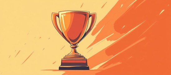 Flat color retro style cartoon illustration of a trophy