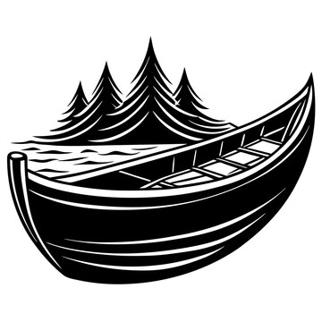 recommend clip art: canoe line art vector illustration