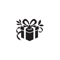 Christmas gift box silhouette vector illustration.