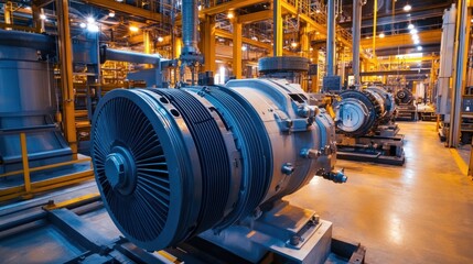 A large electric motor installation in an industrial plant, showcasing its sheer size and power