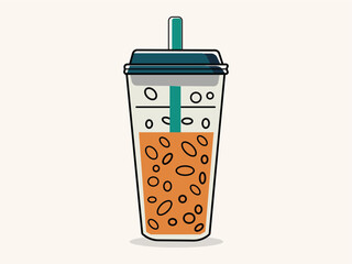Paper coffee cup flat vector art illustration.