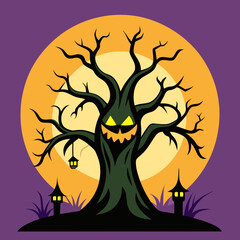 Halloween tree vector illustration