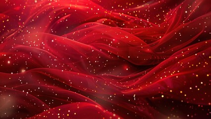 Luxurious Red Fabric Background With Glittering Particles for New Year Celebration