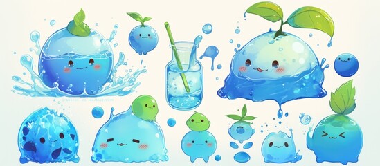 Cute Water Mascot in Kawaii Style Perfect for Branding Your Company
