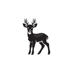 Simple Reindeer Illustration - Black Outline, White Background.