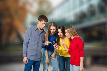 Portrait of young student friends posing together