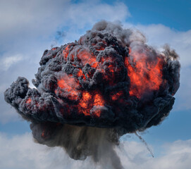 explosion fire ball in the sky