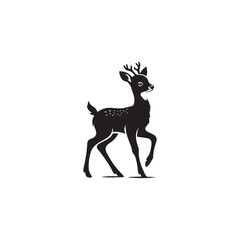 Isolated Reindeer Drawing - Cute Black Outline on White.