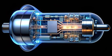 Obraz premium Detailed Illustration of an X-ray Tube and Associated Electronic