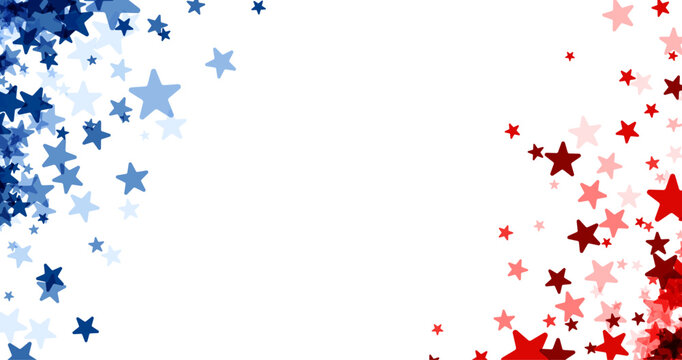 Red and blue stars forming a patriotic border, ideal for U.S. election themes or patriotic events. Suitable for text overlays or design backgrounds.