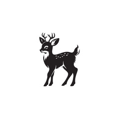 Charming Reindeer Vector Art - Black and White Outline.
