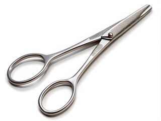 Fototapeta premium A precise illustration of surgical forceps on a seamless white background highlighting the instrument's intricate details and texture 