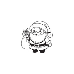 Cute santa claus Outline - Isolated Vector Design.