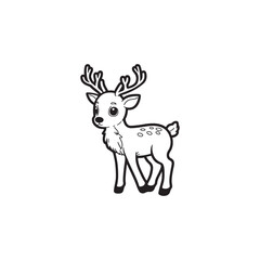 Cute Reindeer Outline - Isolated Vector Design.