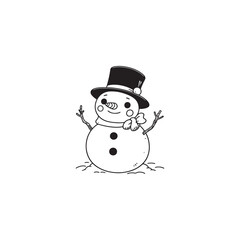 Funny Snowman with Snowball in Hand - Isolated Vector Design.