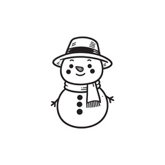 Funny Snowman with Snowball in Hand - Isolated Vector Design.