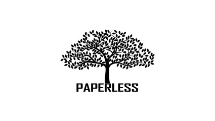 Paperless lettering, black isolated silhouette