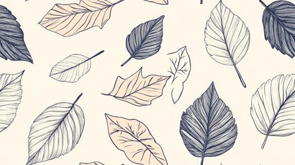 Fototapeta premium Seamless doodle pattern featuring leaf sketches ideal for designing backgrounds for greeting cards and invitations for weddings birthdays Mother s Day and other autumn celebrations