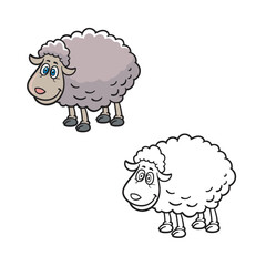cartoon sheep drawing with line art style. simple design outline style. vector illustrations