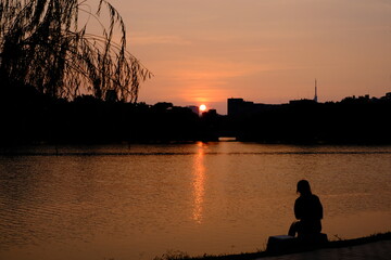 sunset on the river