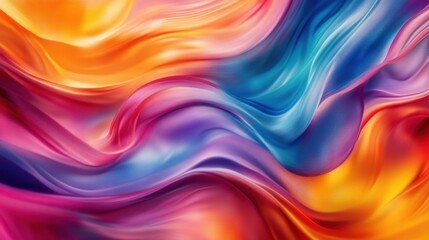 Obraz premium Abstract waves of bright colors flowing together, creating a sense of motion and energy, vibrant and fluid forms intertwining
