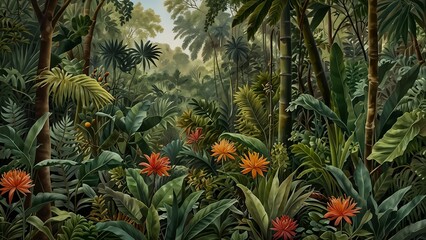 Tropical Forest Illustration Background