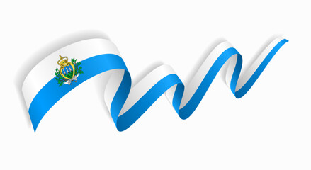 Fototapeta premium San Marino flag wavy abstract background. Vector illustration.