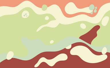 Abstract background with wavy red, green, light blue, and white shapes. Suitable for design projects, presentations, websites, and print materials.