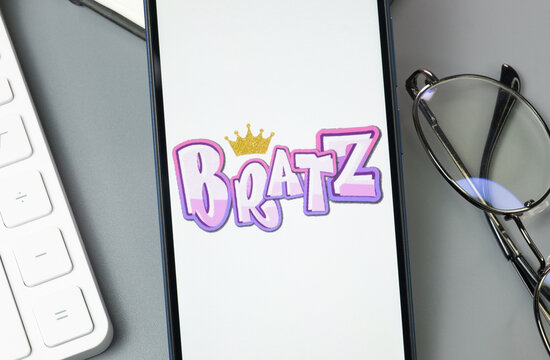New York, USA - 30 August 2024: Bratz Logo on Phone Screen, Company Icon on Display