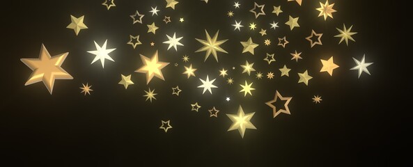 Stellar Christmas Symphony: Exquisite 3D Illustration of Falling Stars in Harmonious Motion for the Holidays