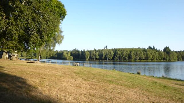 The Ponty pond, near Ussel in Aveyron, is located at the foot of the Millevaches plateau, popular for fishing and walking, it is surrounded by forests and is home to ducks, moorhens and water lilie